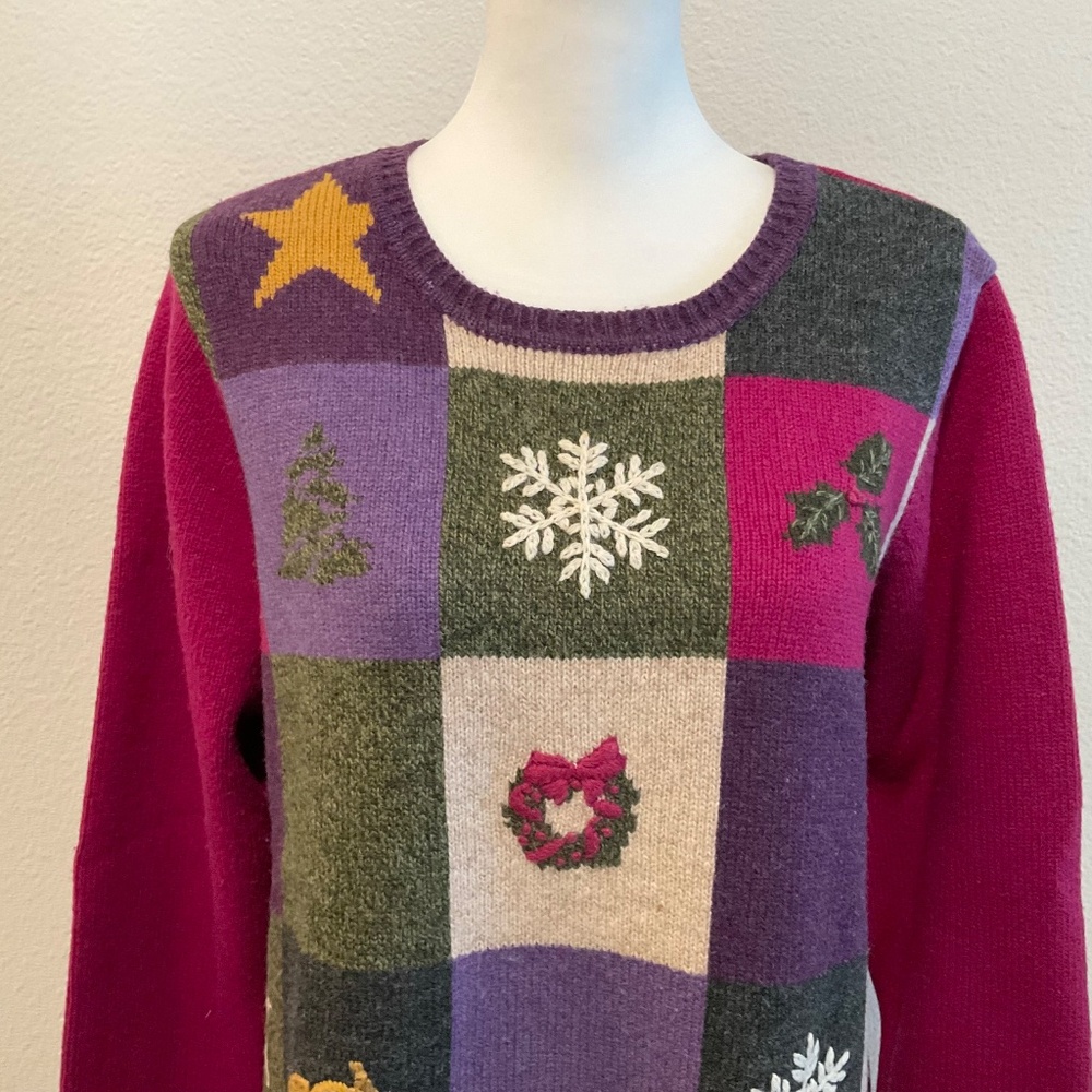 ORVIS Christmas Sweater Vintage 100% Wool Women’s Size Large - Picture 11 of 13